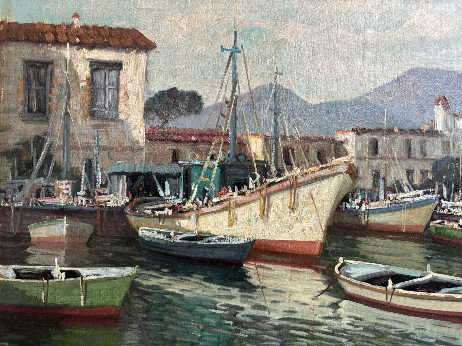 Quadro -Marina Con Barche- Paolo Malerba dipinto a olio