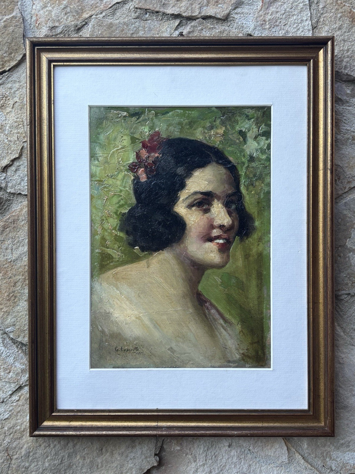 Quadro -Figura Di Donna- dipinto a olio su tavoletta