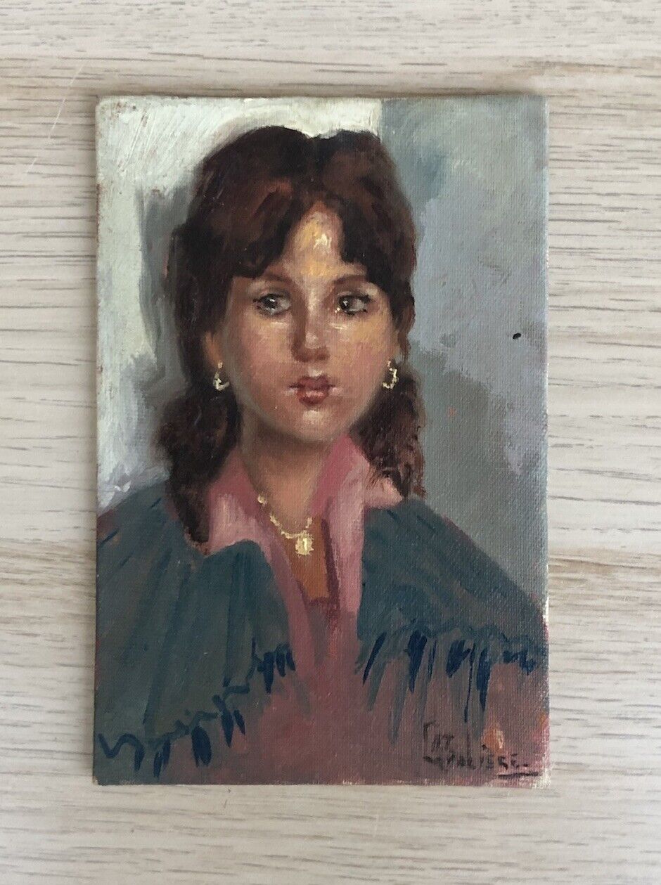 Quadro vintage -Figura Donna- dipinto a olio su cartoncino telato