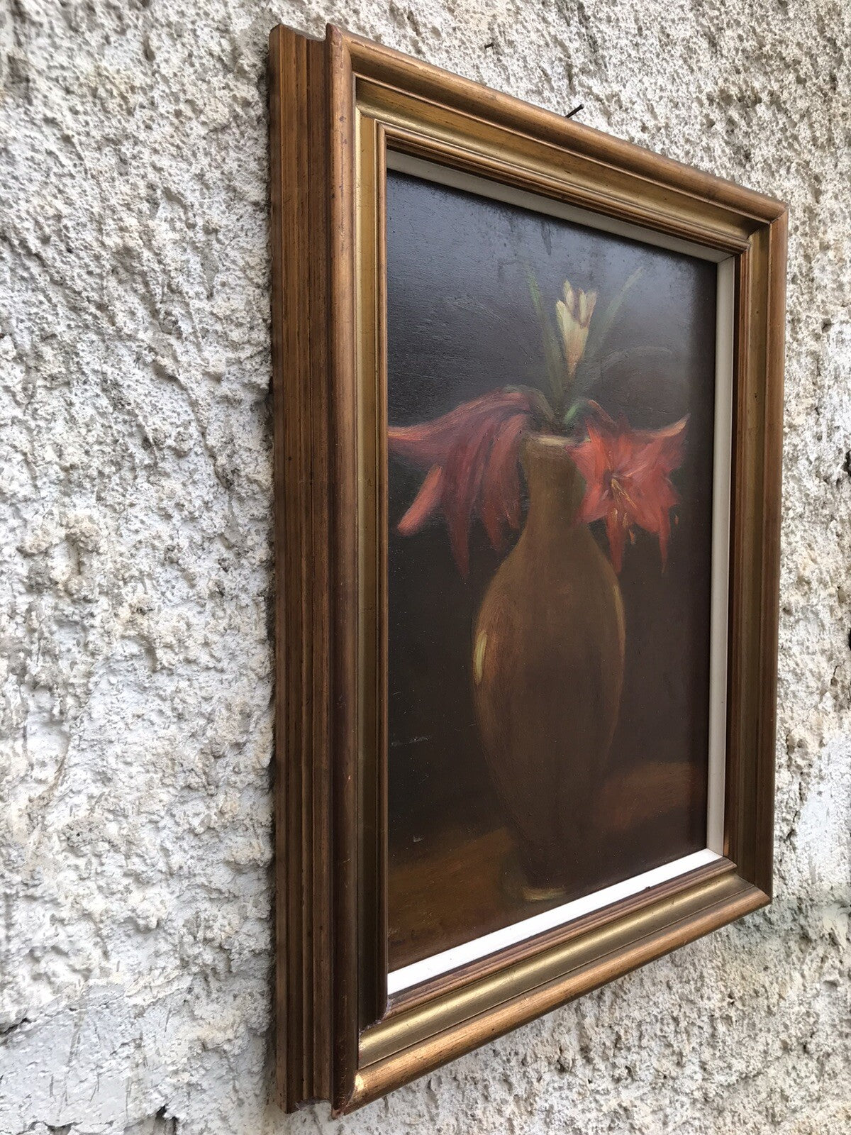 QUADRO VINTAGE-COMPOSIZIONE FLOREALE-DIPINTO A OLIO