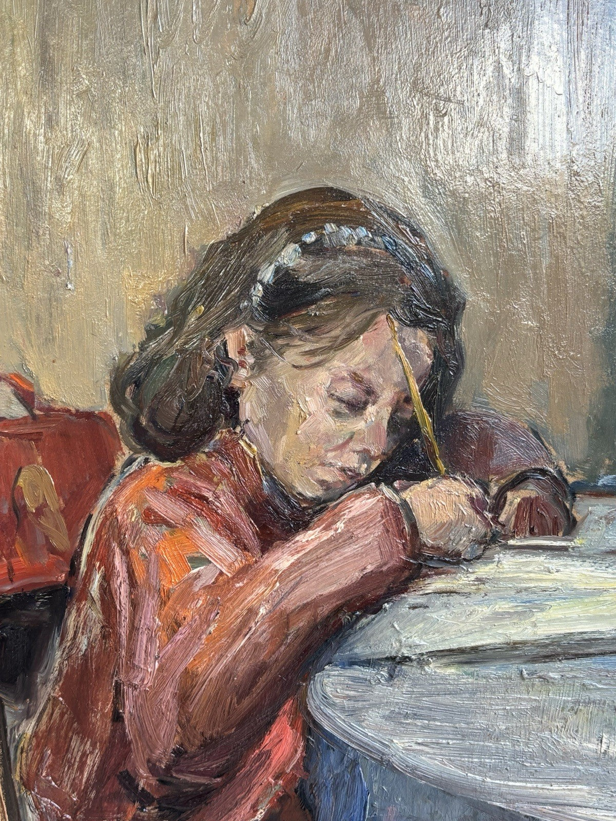 Quadro -Giovane Studente- Edmondo Di Napoli dipinto a olio