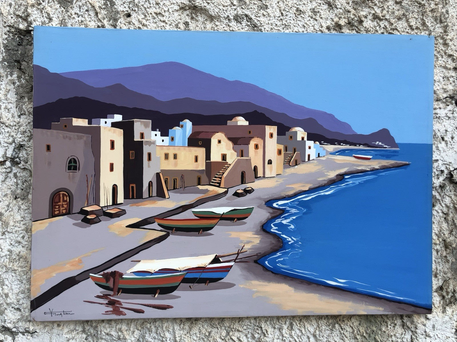Quadro -Case Mediterranee- Vincenzo Pugliese dipinto a olio su tela
