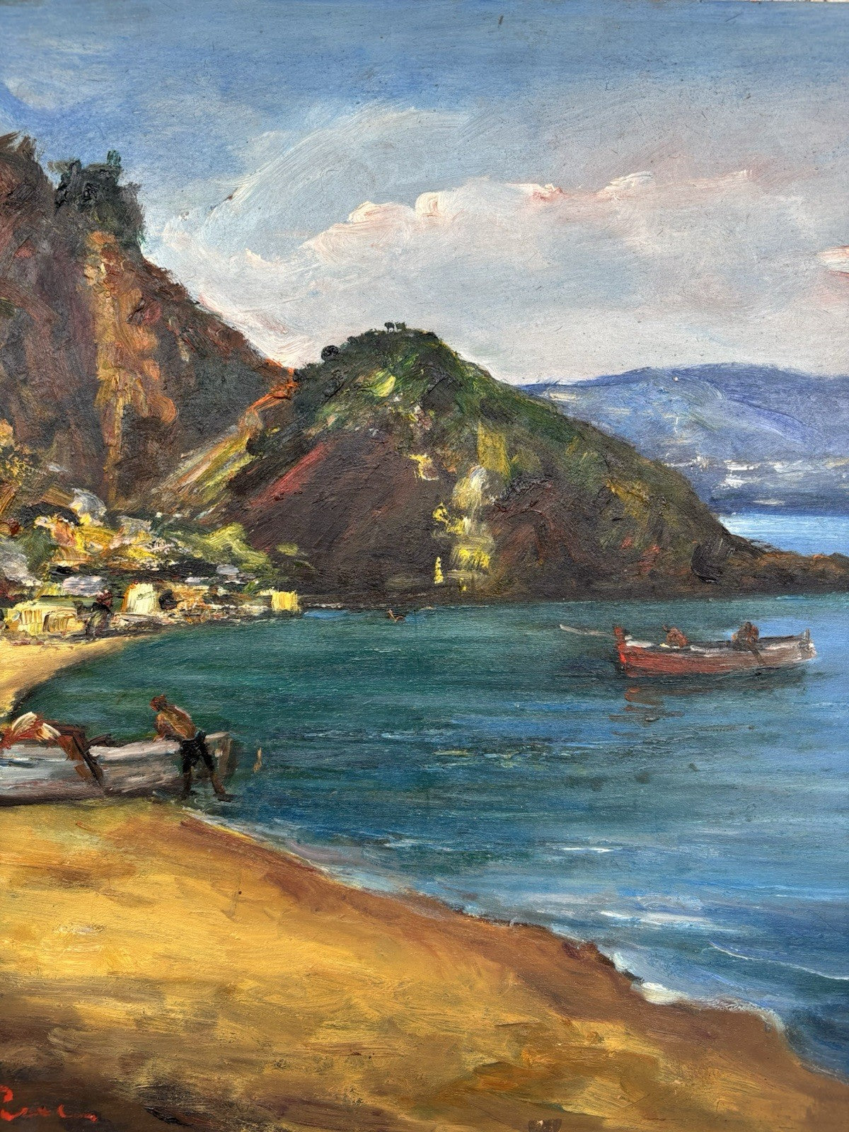 Quadro -Marina Con Barche- Giovanni Pane dipinto a olio