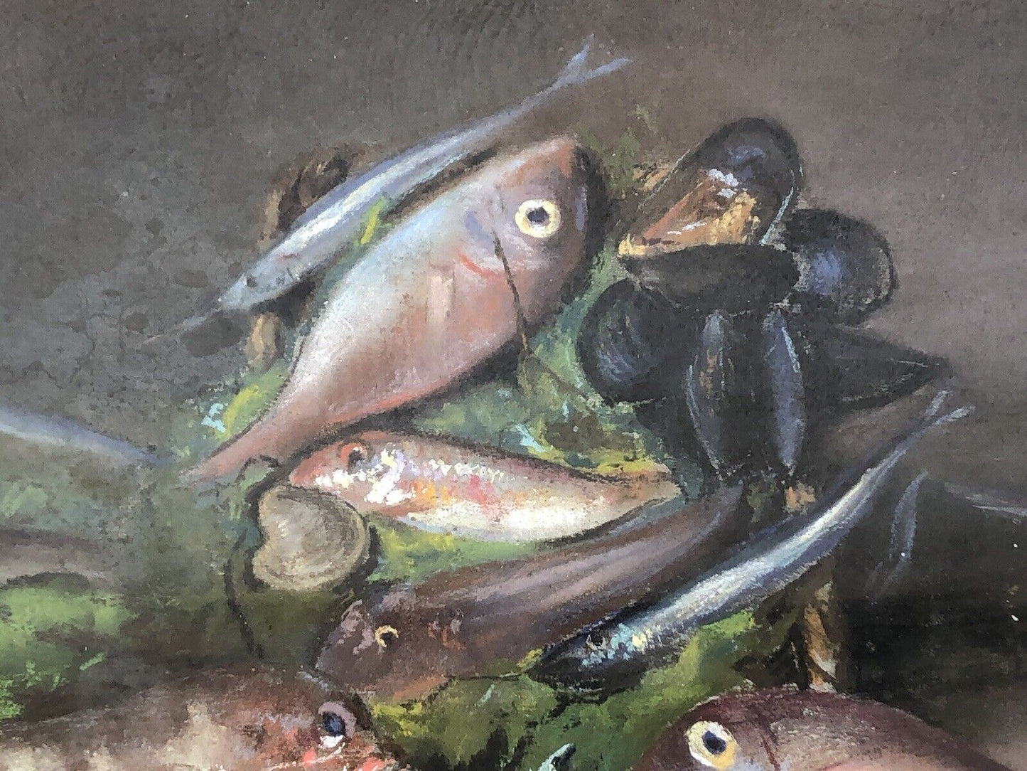 Quadro antico -Natura Morta- dipinto a pastello su tavoletta