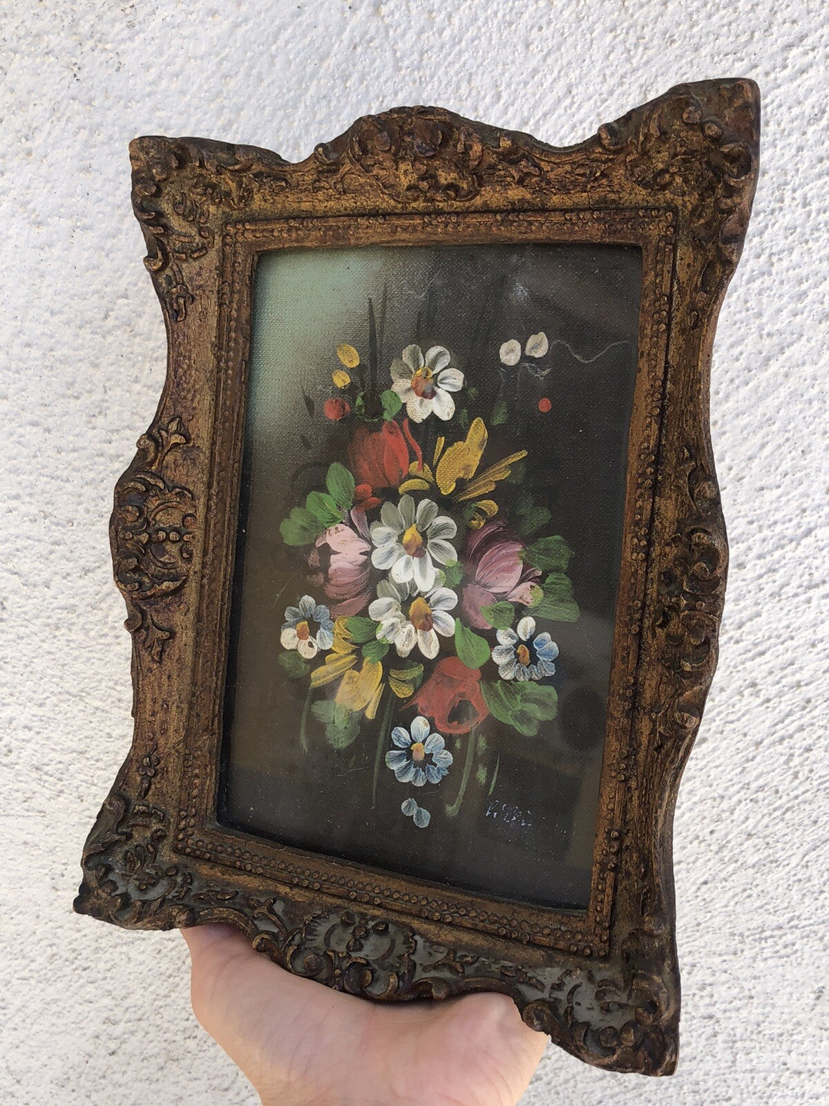 Quadro - fiori- Dipinto a Olio Vintage