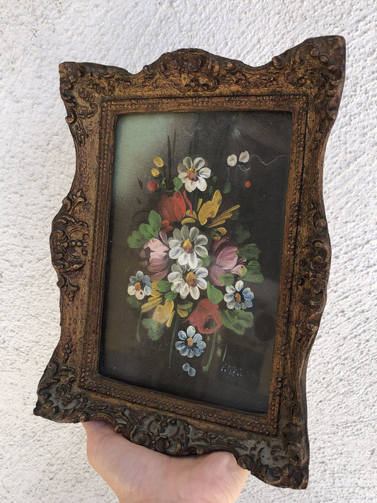 Quadro - fiori- Dipinto a Olio Vintage