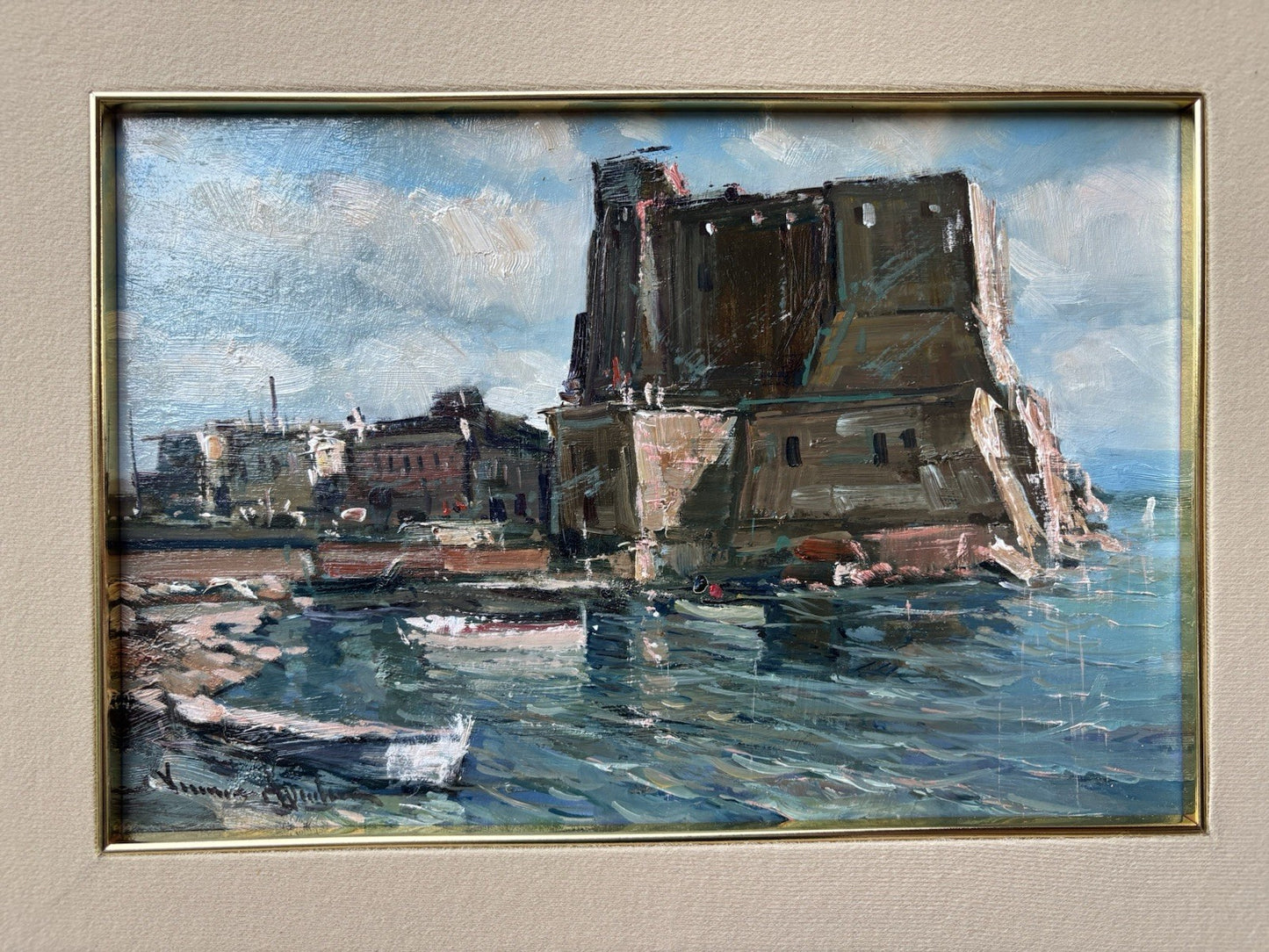 Quadro -Castel Dell’Ovo- Vincenzo Aprile dipinto a olio