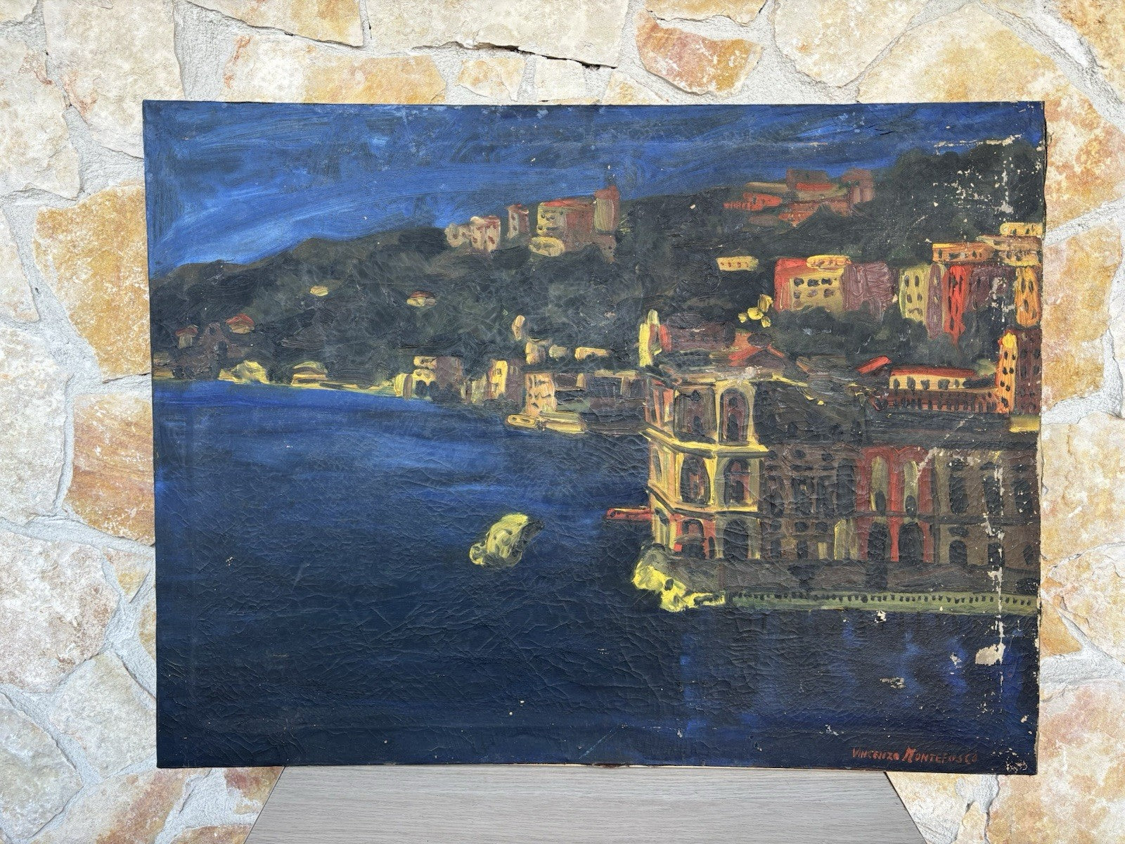 Quadro -Palazzo Donn’Anna- Vincenzo Montefusco dipinto a olio su tela