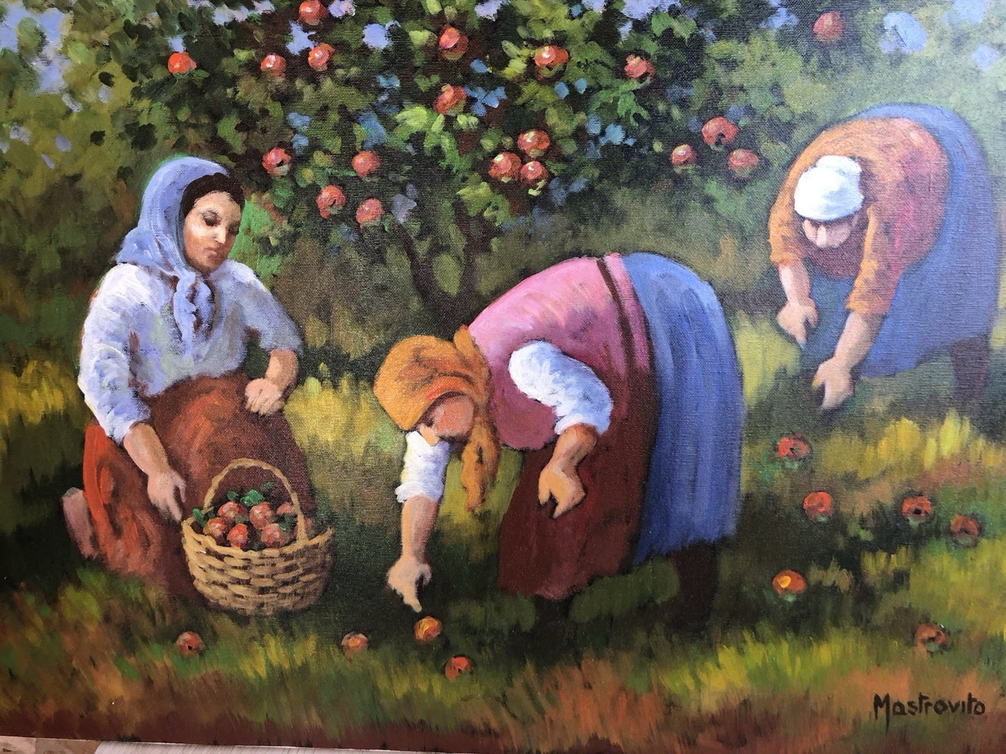 Quadro -Raccolta Della Frutta- dipinto a olio su tela