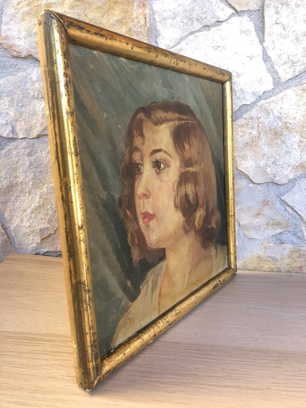 Quadro antico -Profilo Donna- dipinto a olio su tela