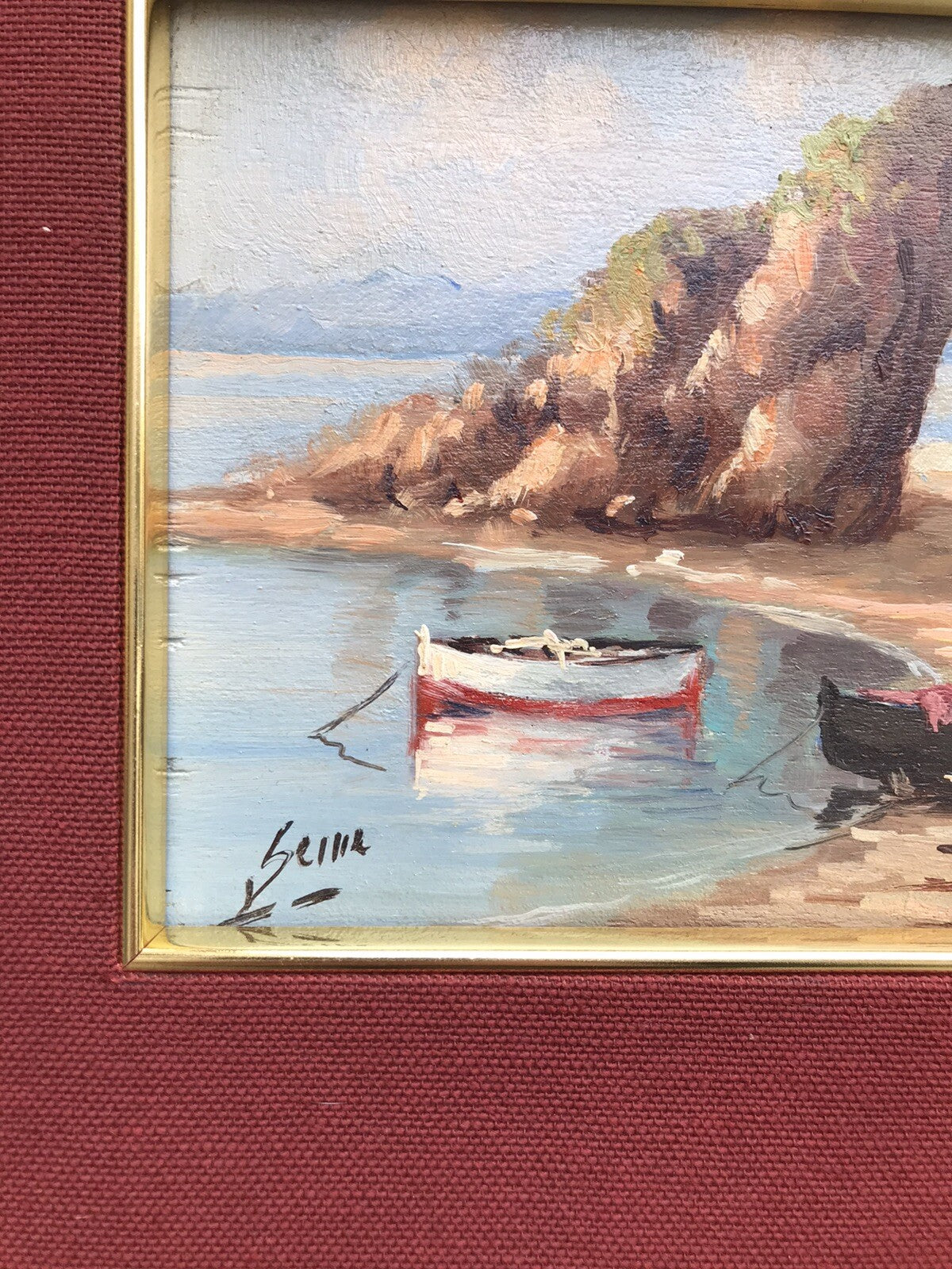 Quadro “marina” Luigi Seme Dipinto A Olio Su Tavoletta Vintage