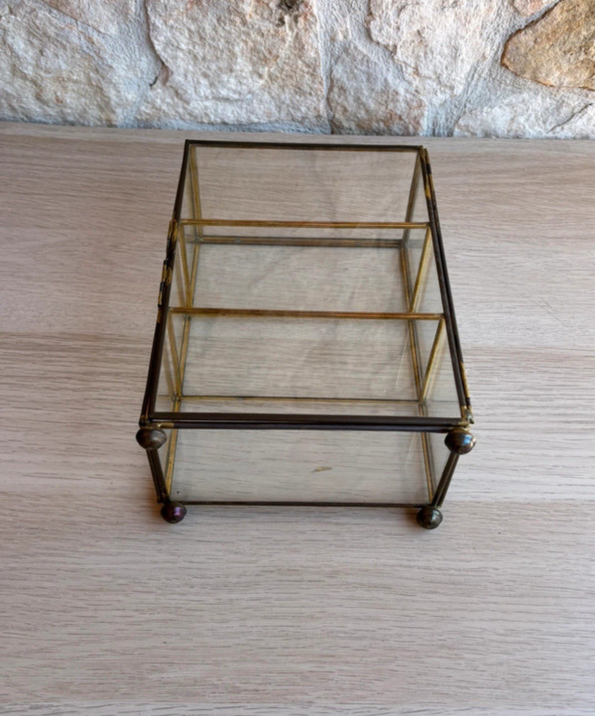Portagioie Vetrinetta Vintage In Vetro E Metallo