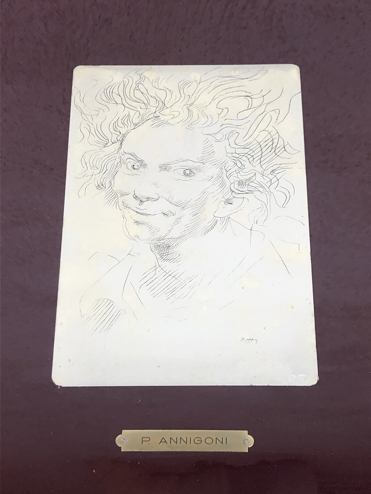 Quadro Vintage, Incisione Serigrafia Su Lastra In Argento 925 Pietro Annigoni