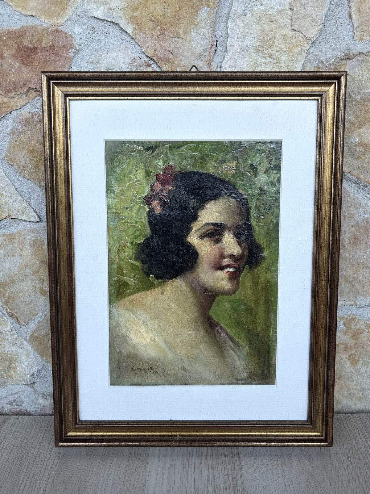 Quadro -Figura Di Donna- dipinto a olio su tavoletta