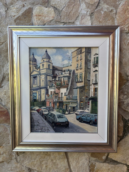 Quadro -Napoli, Montesanto- dipinto a olio su tela