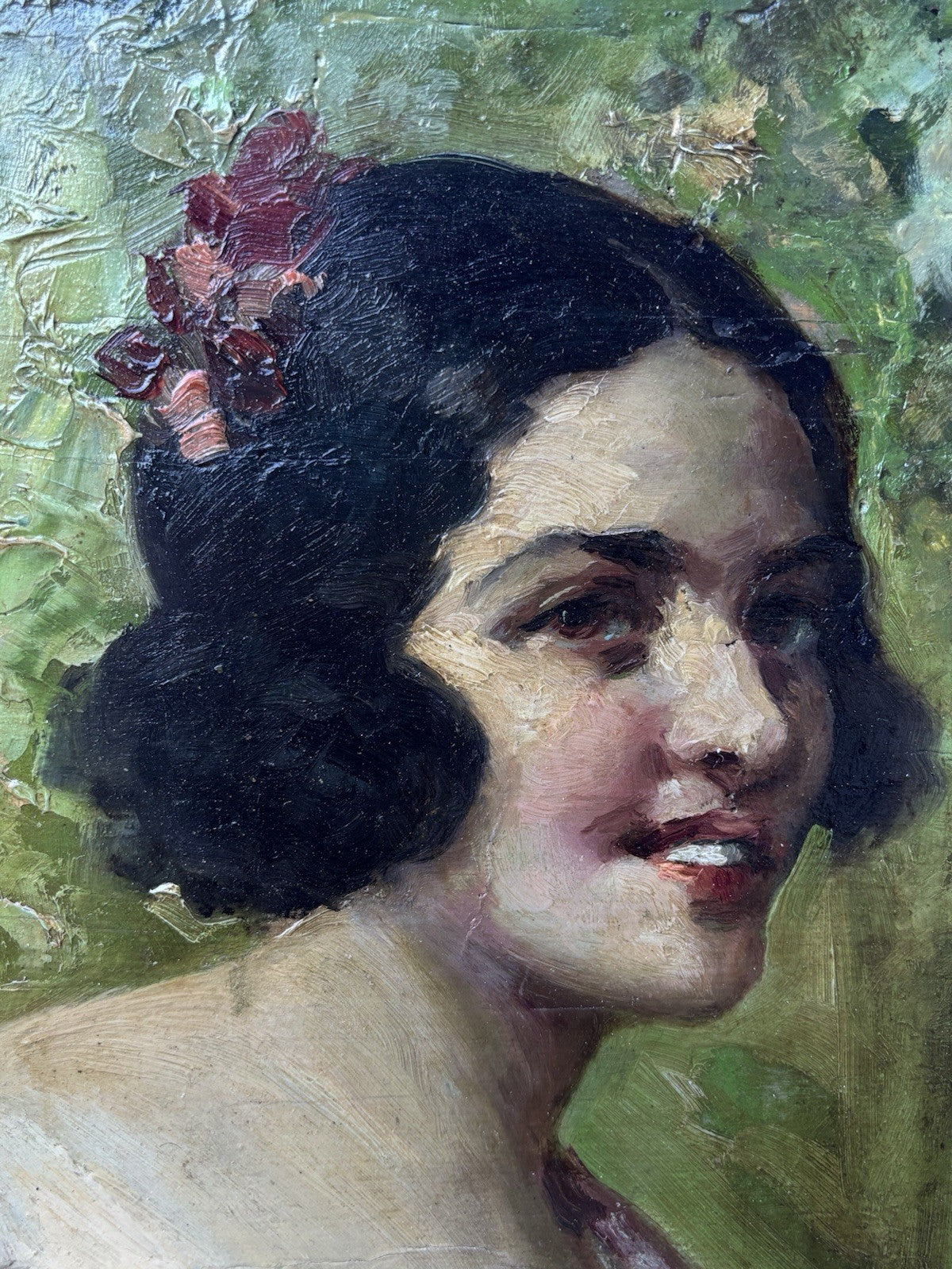 Quadro -Figura Di Donna- dipinto a olio su tavoletta