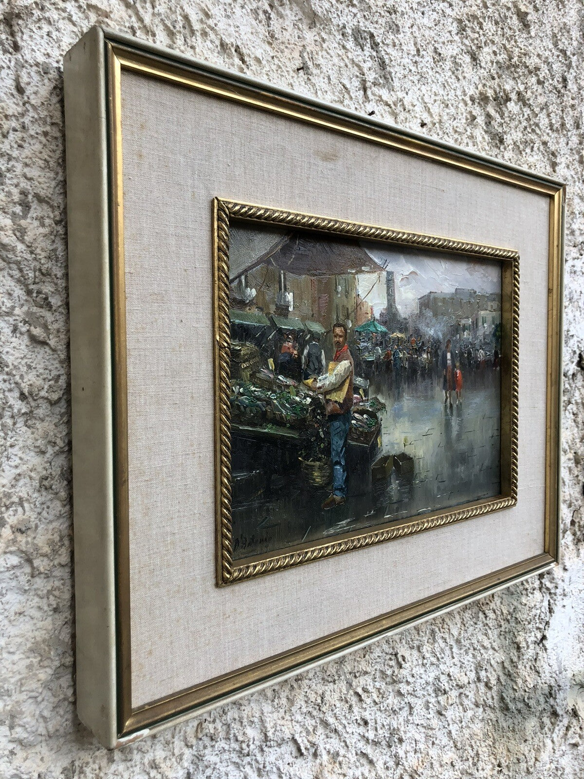 Quadro vintage -Mercato- dipinto a olio