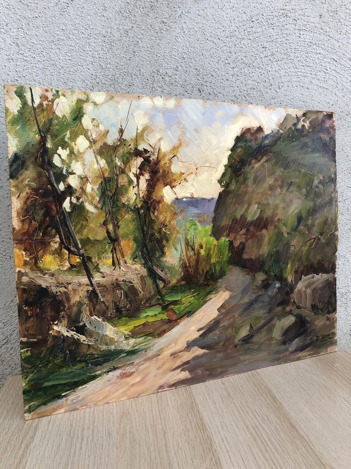 Quadro vintage -Paesaggio- dipinto a olio su tavoletta