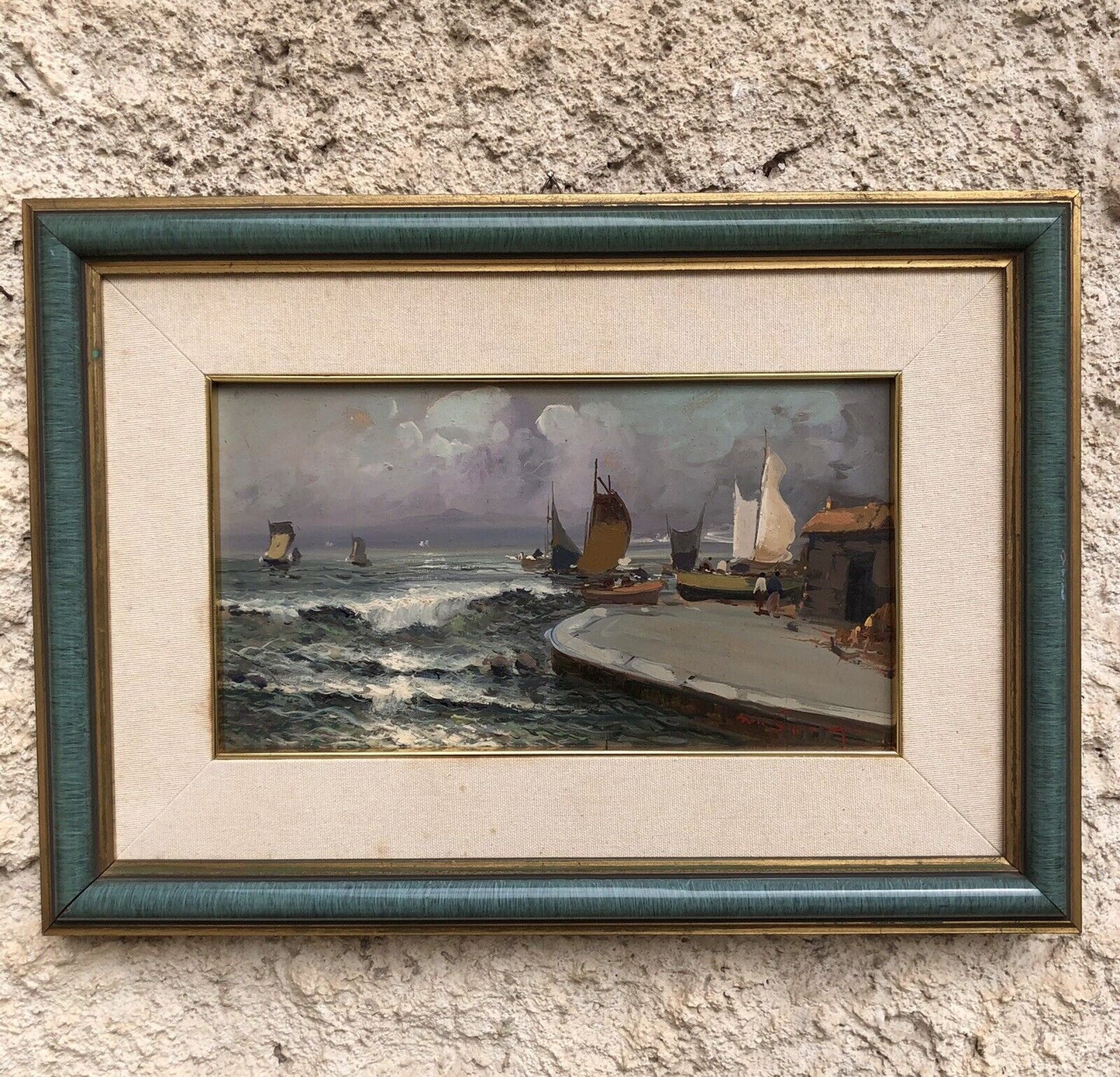 Quadro vintage -Marina- dipinto a olio su tavola
