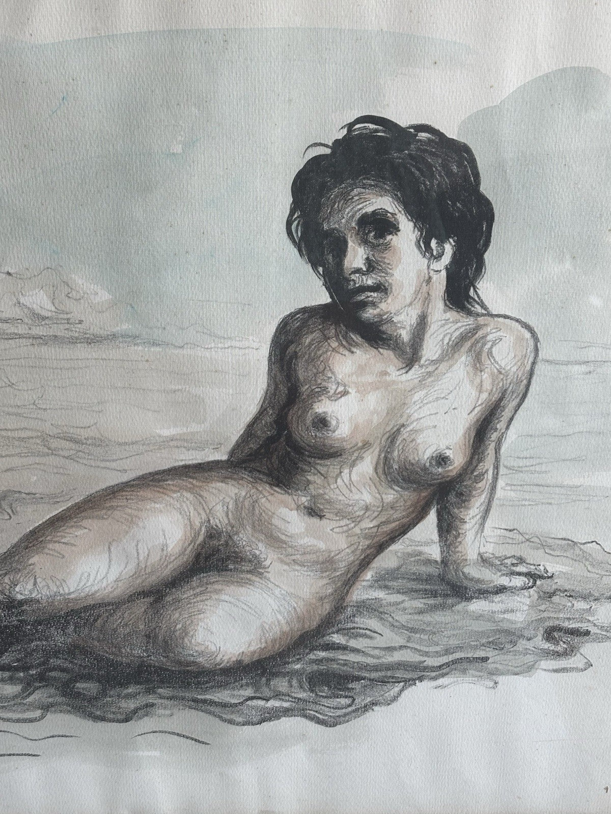 Quadro -Nudo Di Donna- Alfonso Grassi litografia colorata a mano