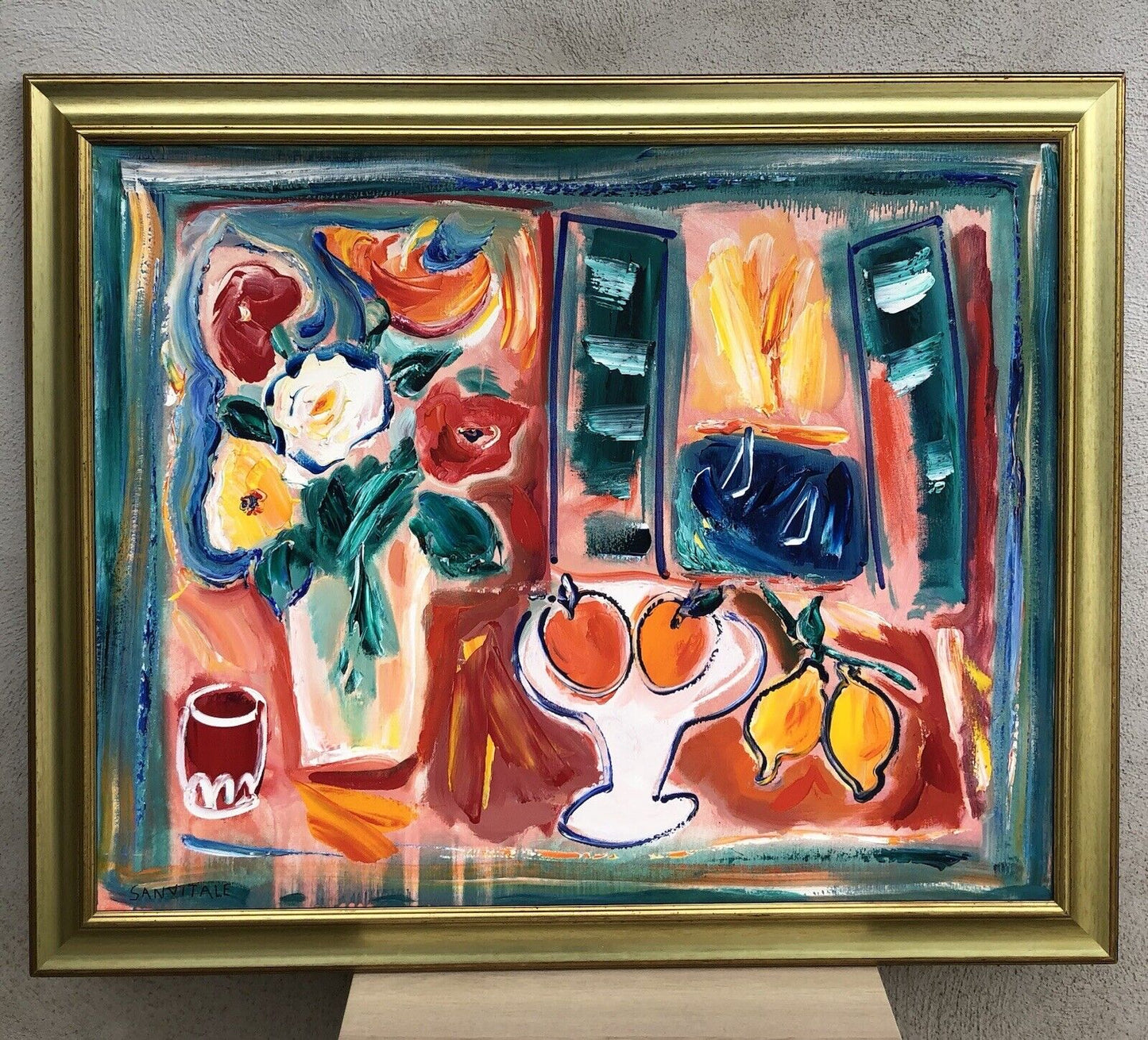 Quadro vintage -Natura Morta- dipinto a olio su tela