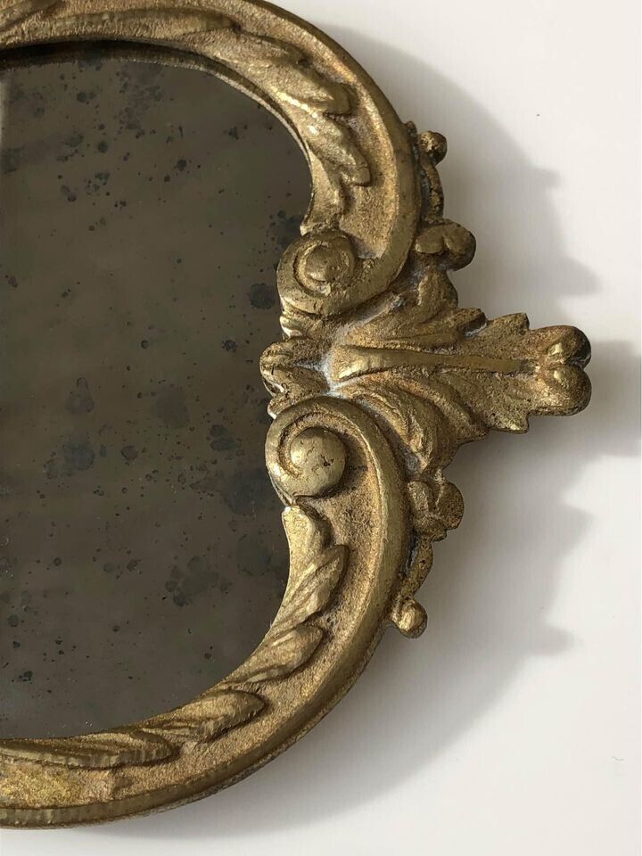 Specchio vintage in ottone dorato