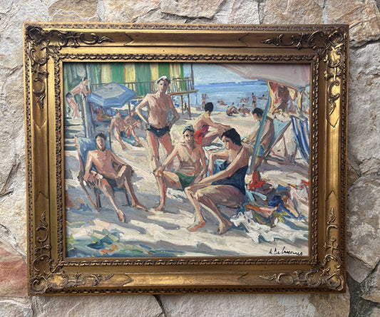 Quadro -Bagnanti- Armando De Lauzieres dipinto a olio