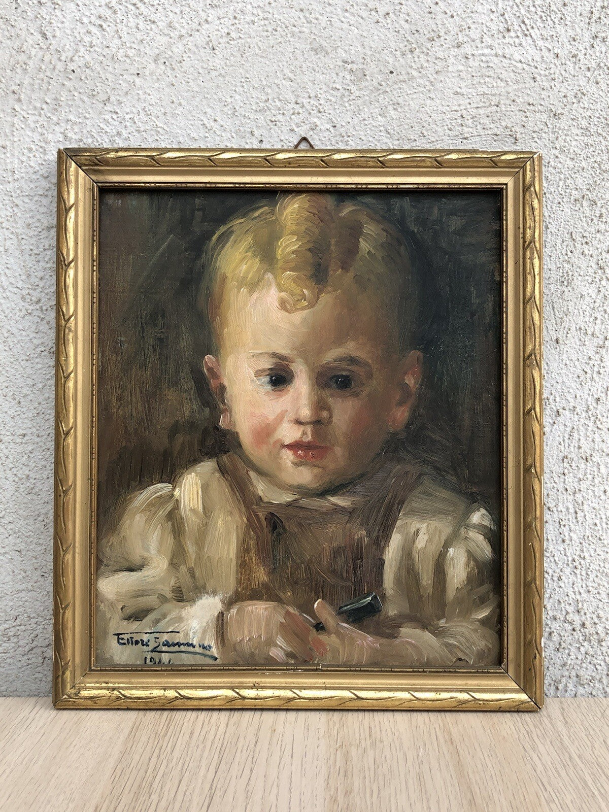 Quadro antico -Scolaretto- dipinto a olio su tavoletta