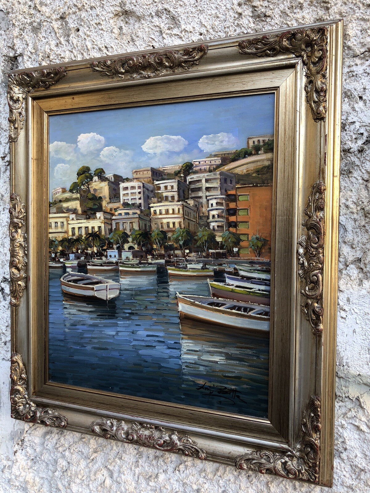 Quadro vintage -Marina Napoli-dipinto a olio