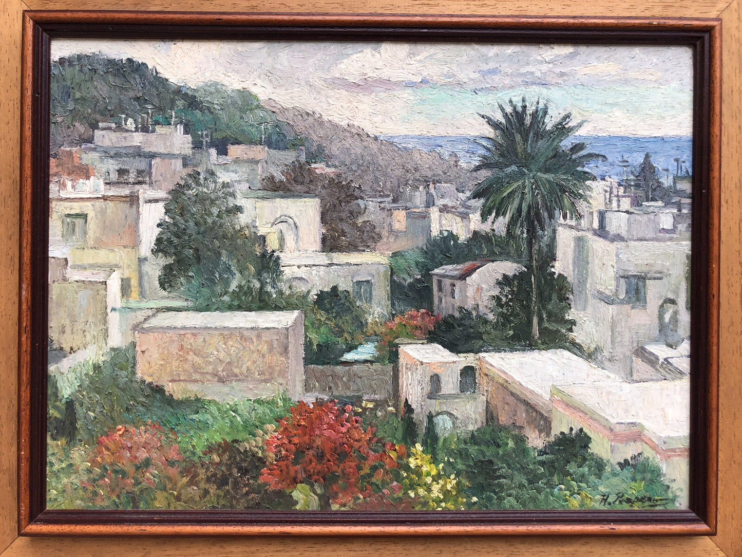 Quadro vintage -Paesaggio- dipinto a olio su masonite