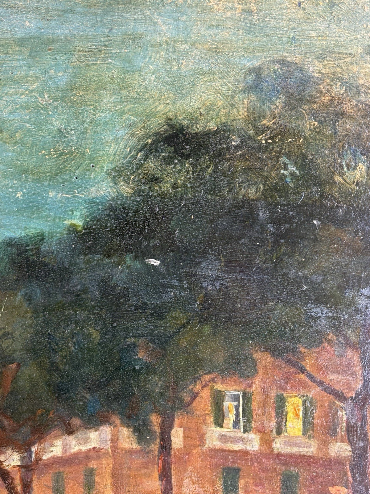 Quadro -Piazza Municipio- dipinto a olio su tavoletta