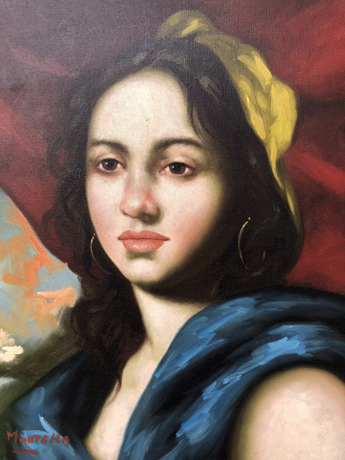 Quadro vintage Giacinto Montella dipinto a olio su tela