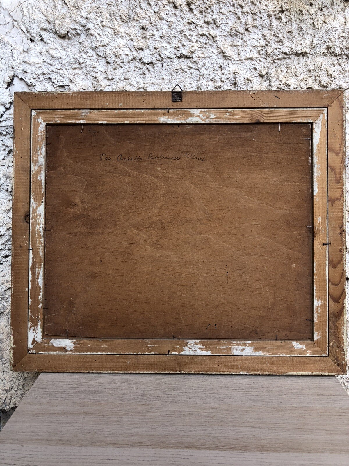Quadro vintage francese -Barca Al Molo- dipinto a olio su tavoletta