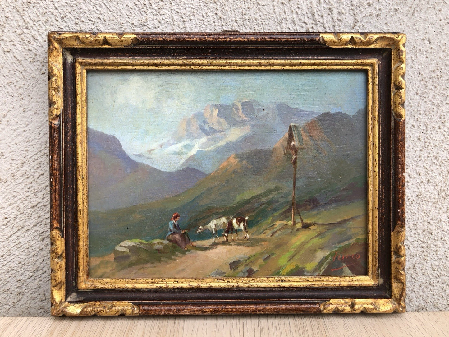 Quadro -Scena Bucolica- dipinto a olio su tavoletta