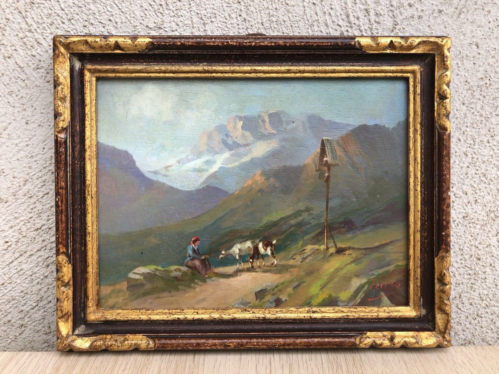 Quadro -Scena Bucolica- dipinto a olio su tavoletta