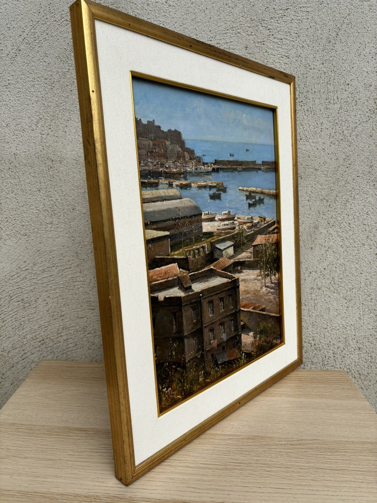 Quadro vintage -Marina Di Pozzuoli- dipinto a olio