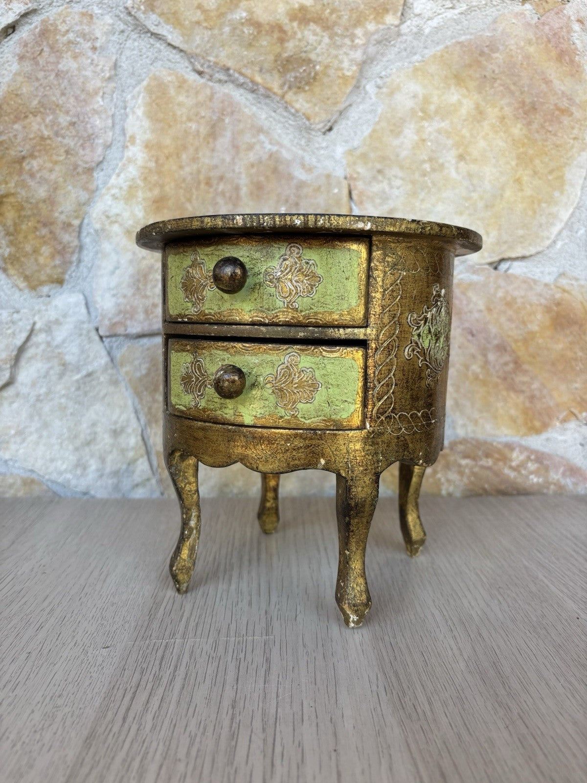 Scatola Portagioie Vintage In Legno Stile Fiorentino