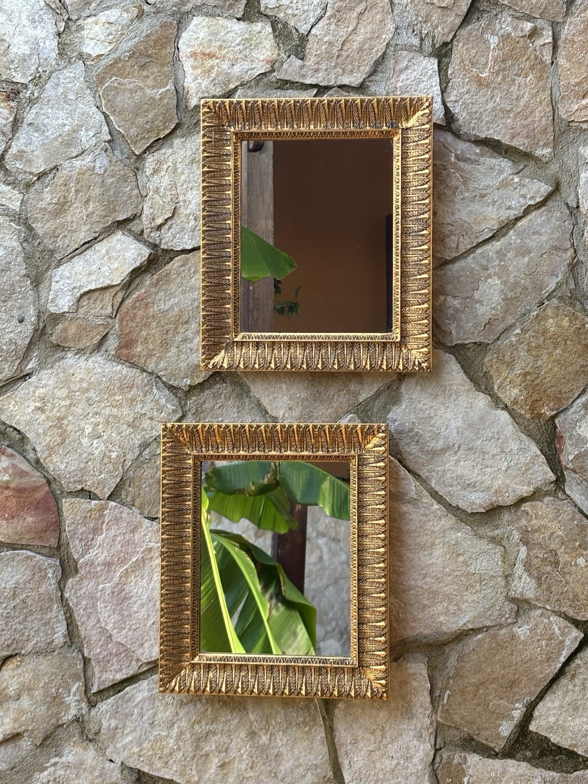 Coppia Di Specchi Vintage In Legno