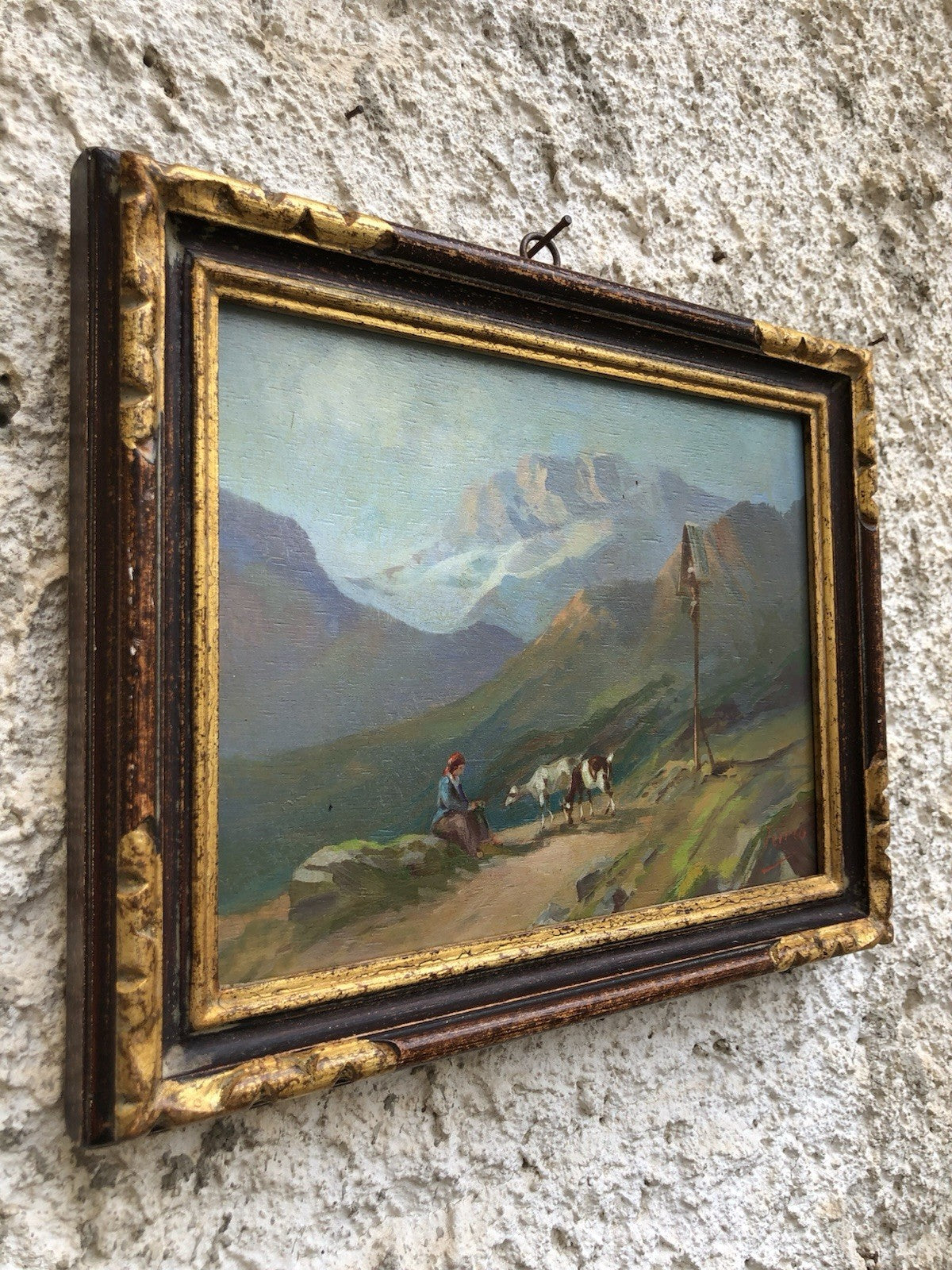 Quadro -Scena Bucolica- dipinto a olio su tavoletta
