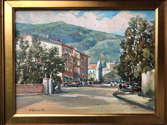 Quadro -Paesaggio Con Strada- dipinto a olio
