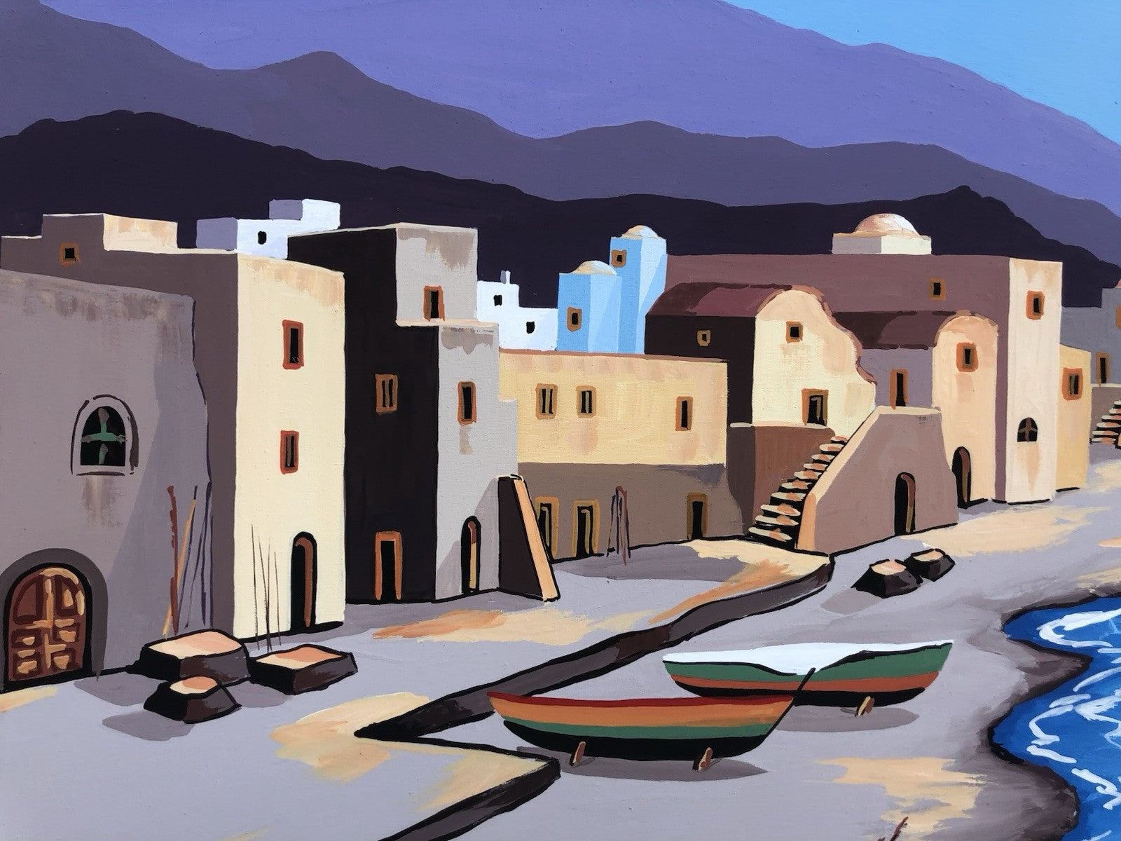 Quadro -Case Mediterranee- Vincenzo Pugliese dipinto a olio su tela