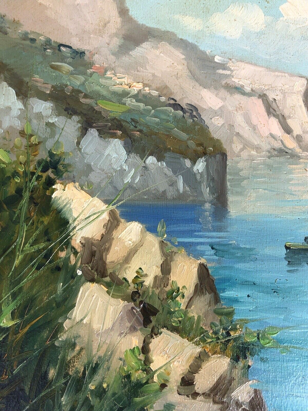 Quadro vintage -Costa Calabra- dipinto a olio su tavoletta