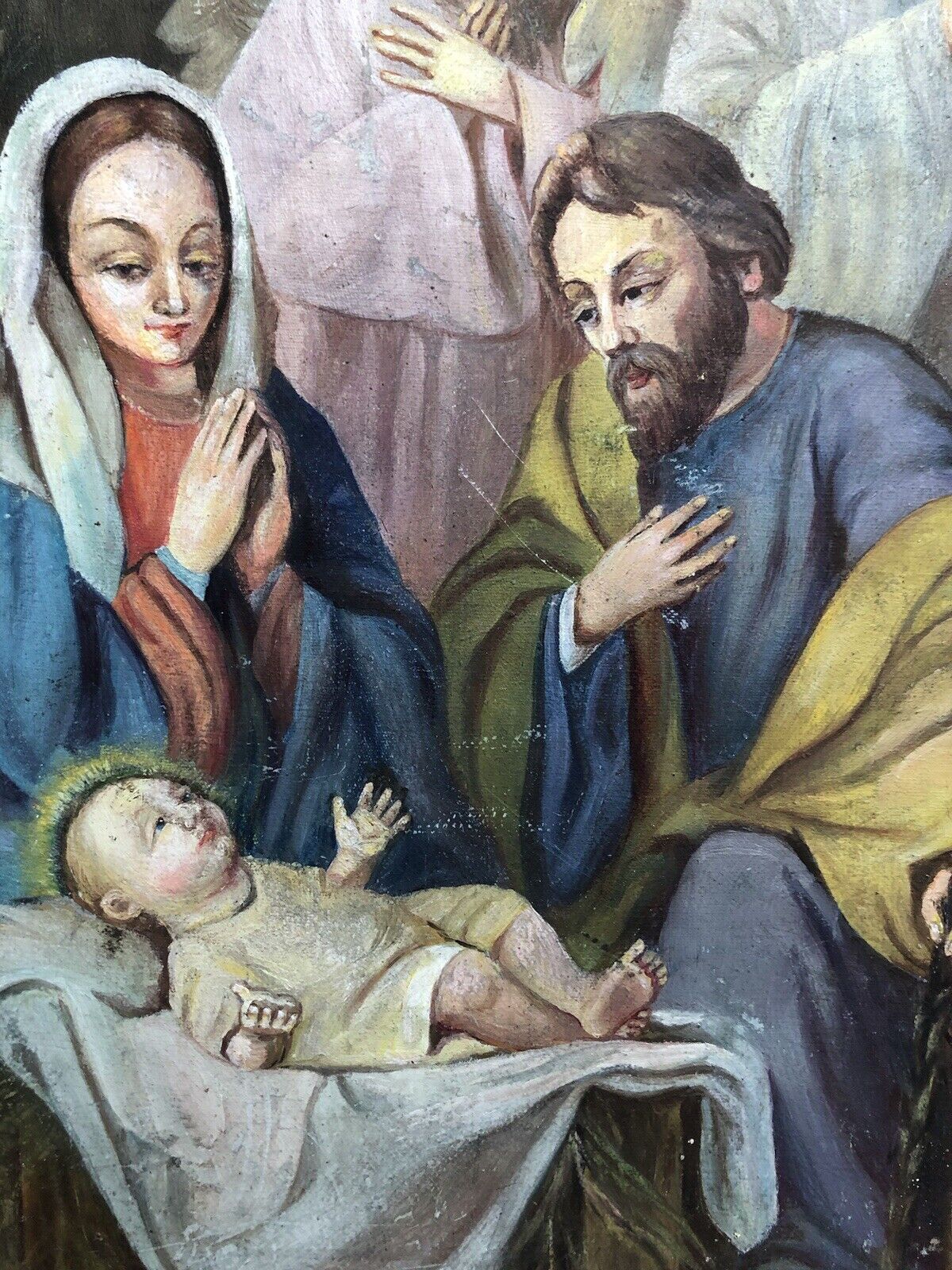 Quadro antico -Natività- dipinto a olio su tela