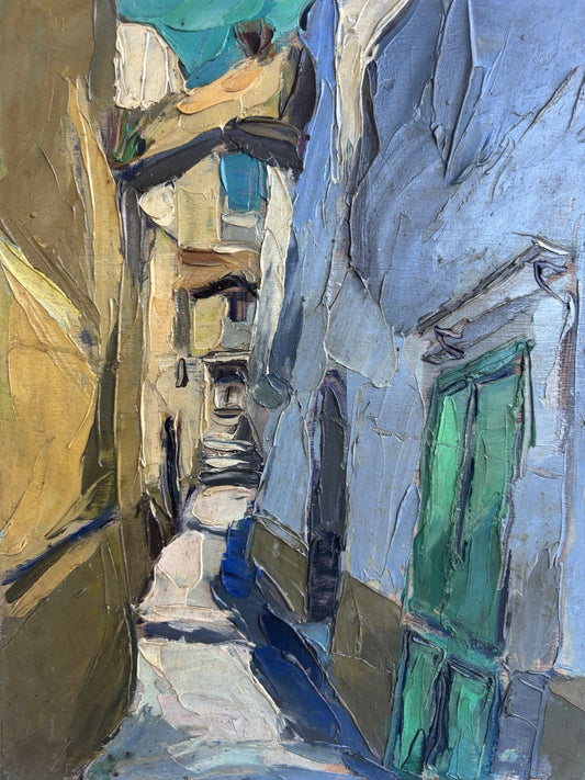 Quadro -Vicolo- Raffaele Barscigliè dipinto a olio su tavoletta