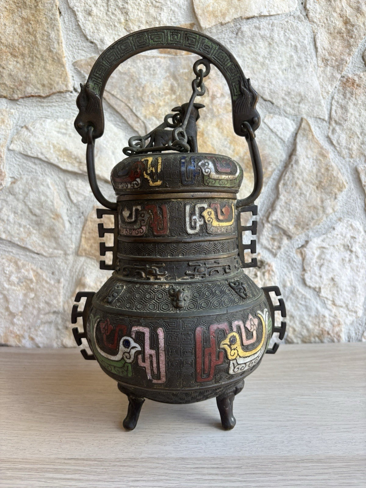 Vaso Contenitore Orientale Cinese In Bronzo