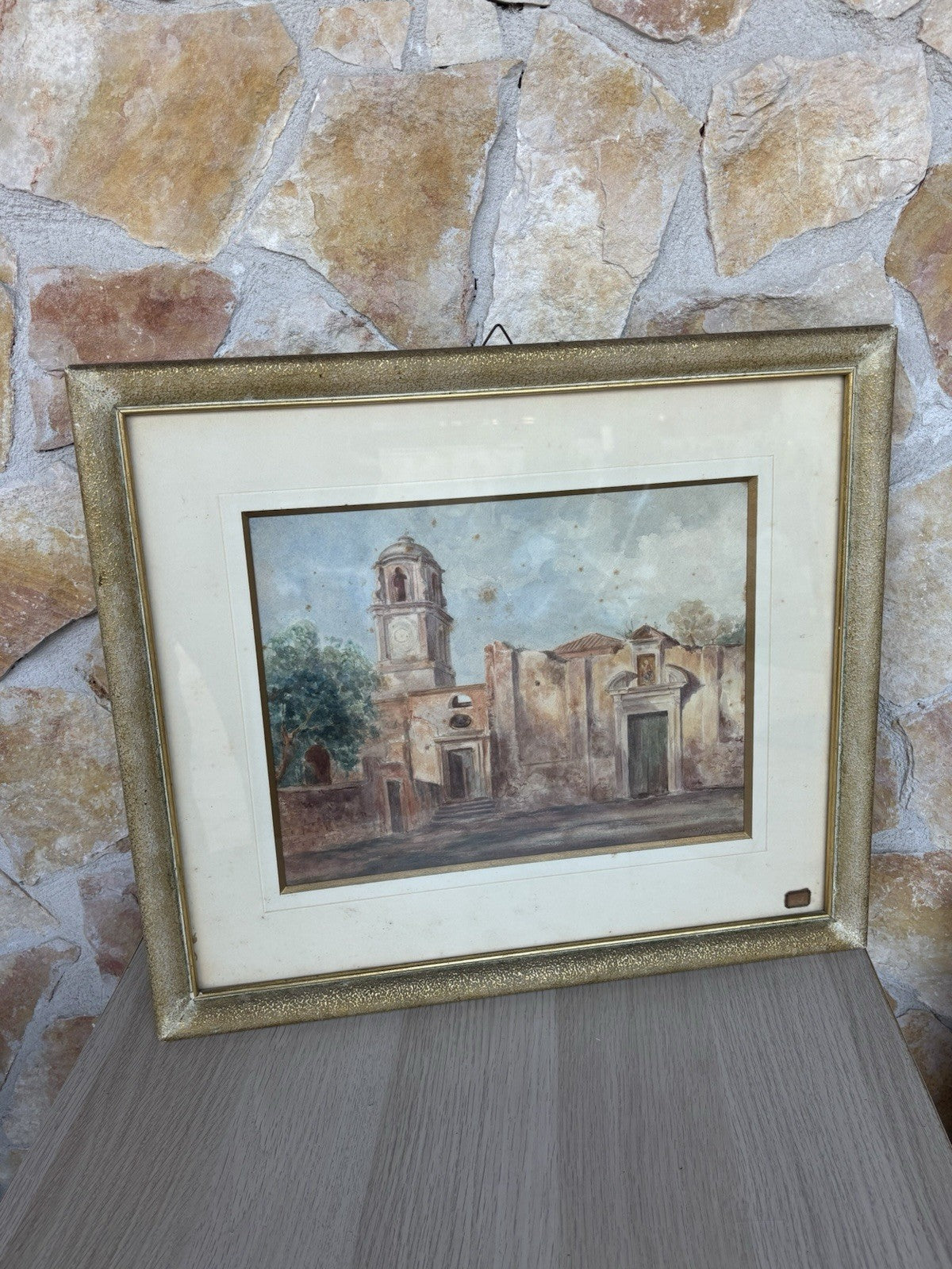 Quadro -Chiesa- realizzato ad acquerello su carta