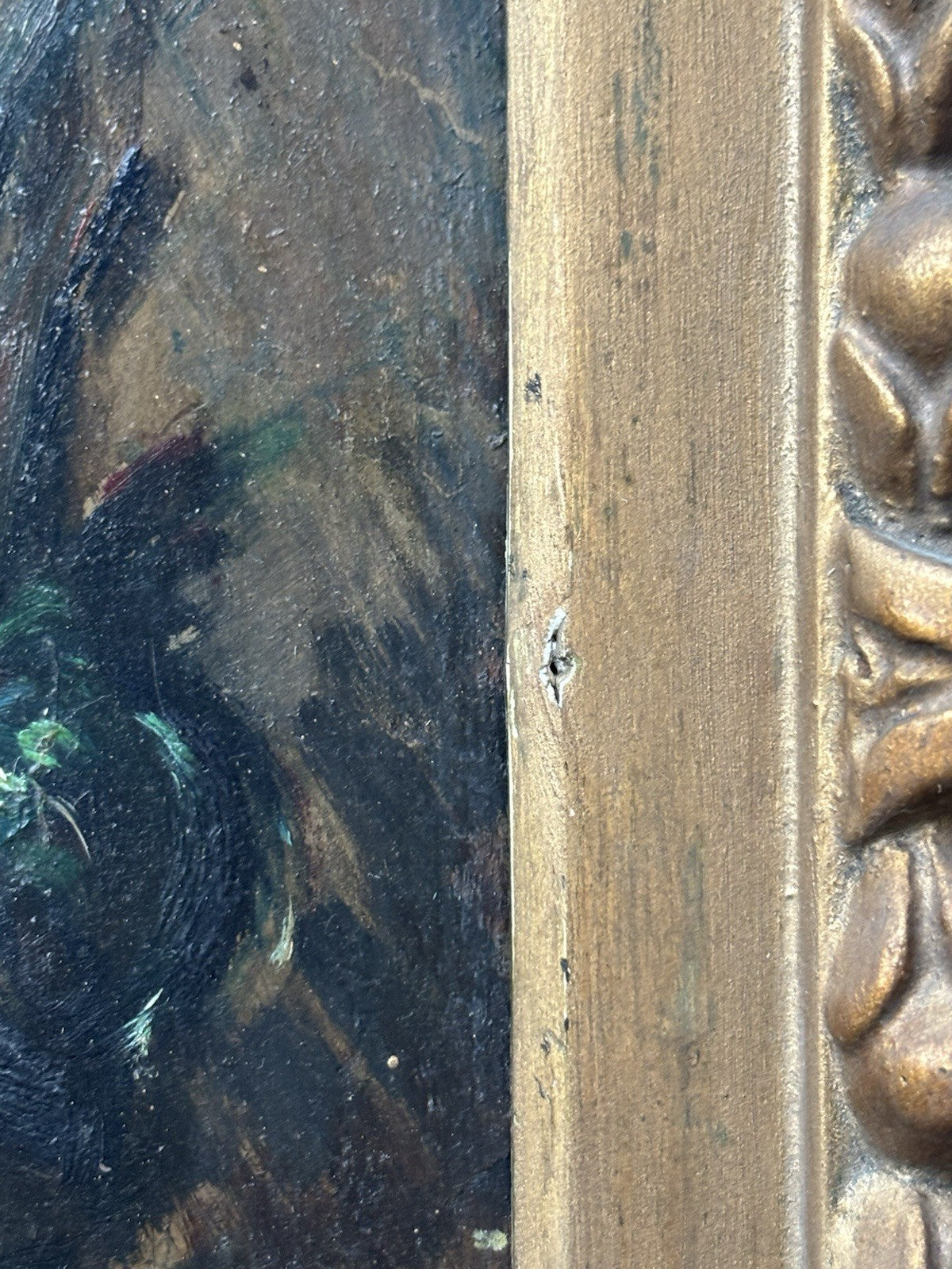 Quadro antico -Gallo- Giuseppe Uva dipinto a olio su tavoletta