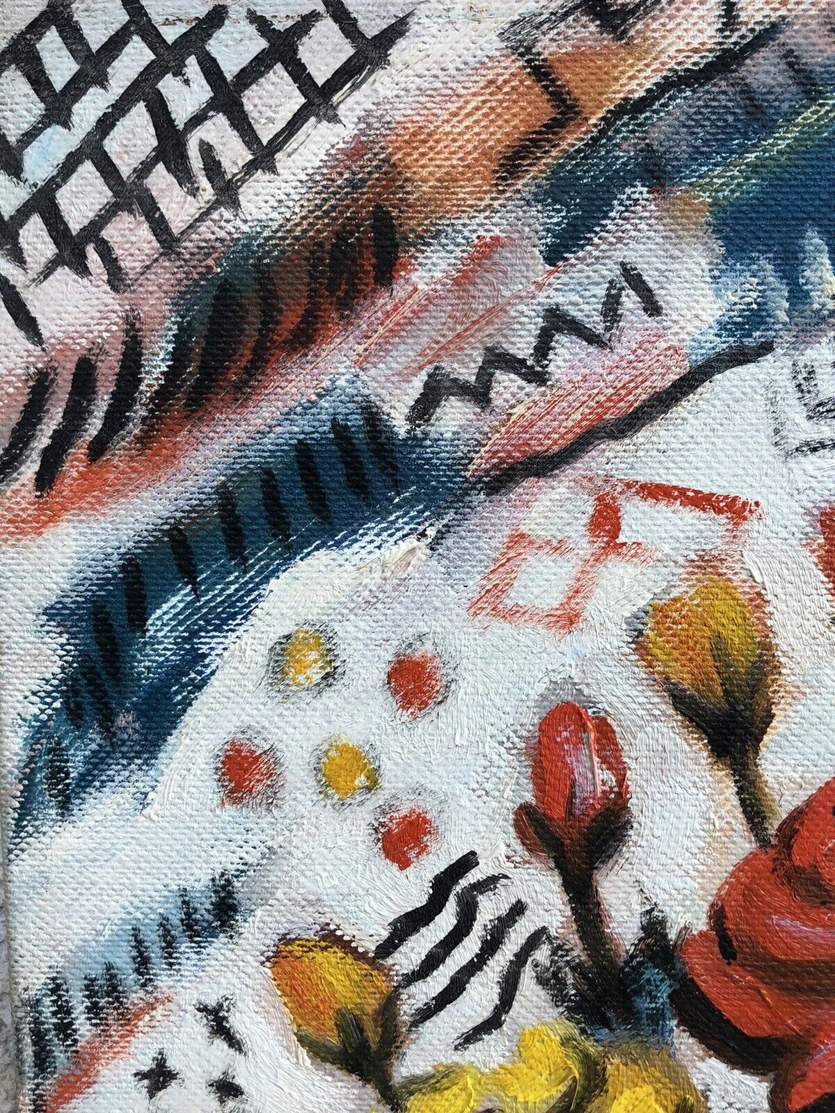 Quadro vintage -Fiori- dipinto a olio su tela