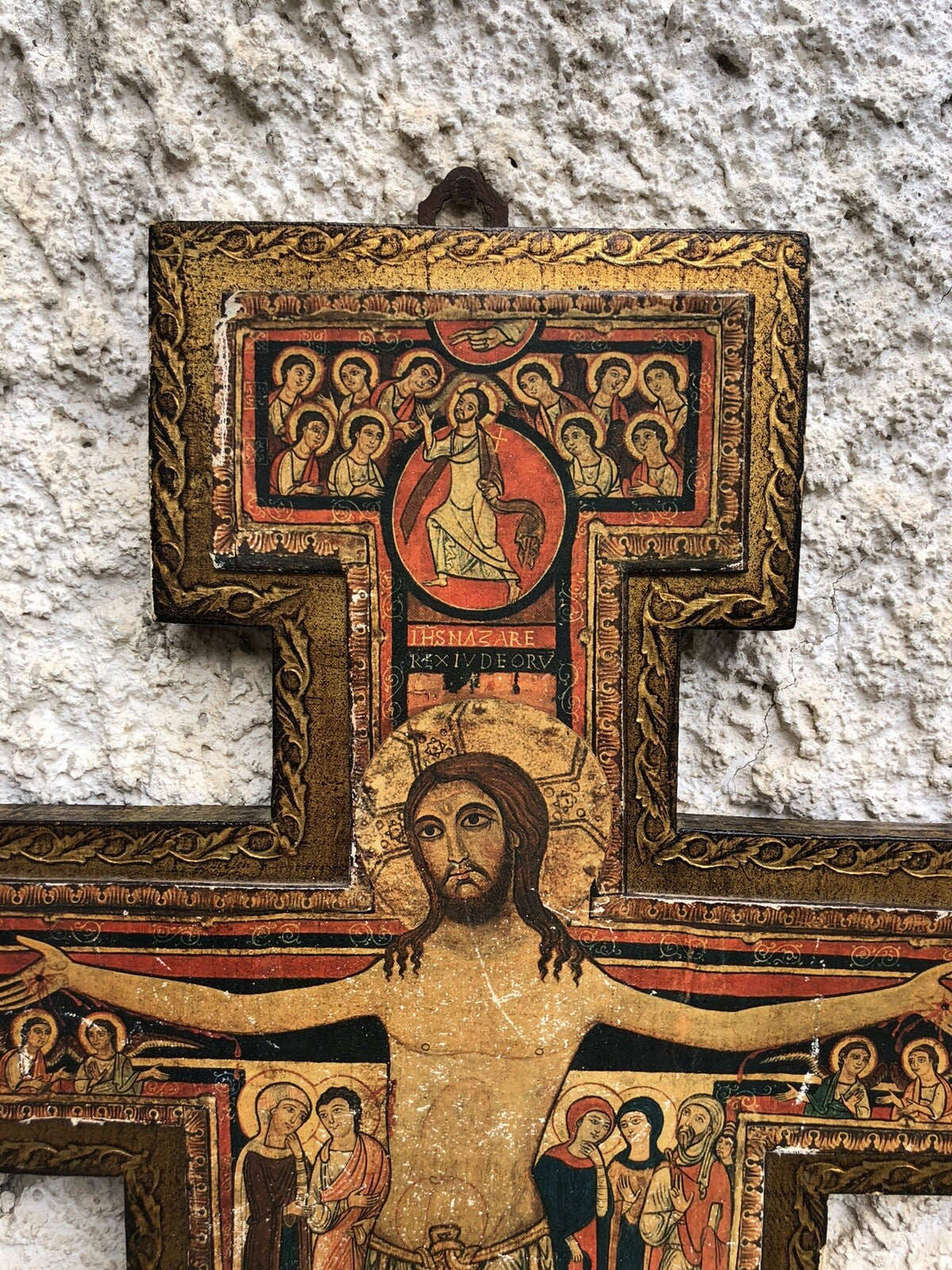 Croce Crocifisso Vintage In Legno Stile Fiorentino