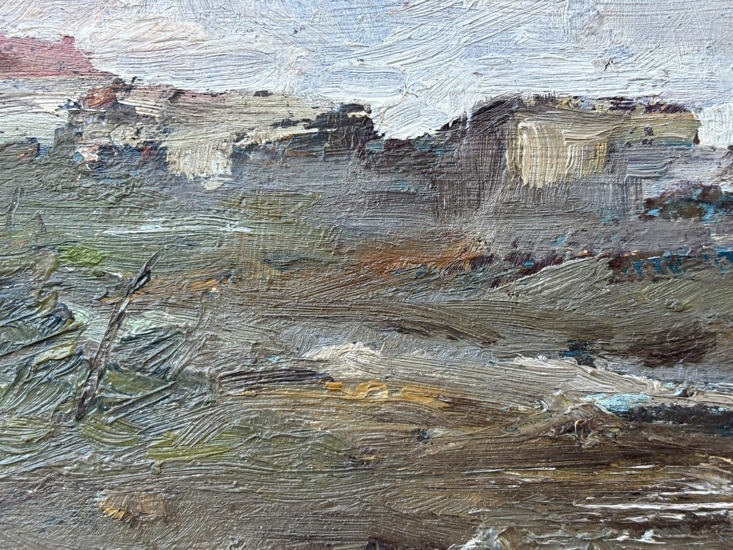 Quadro antico -Paesaggio- Ermete Liguori dipinto a olio su tavoletta